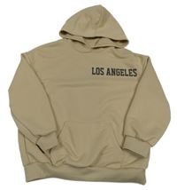 Béžová oversize mikina s nápisem a kapsou a hvězdou a kapucí Shein