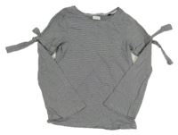 Tmavošedo-světlešedé pruhované triko Next