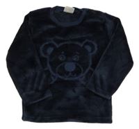 Tmavomodrá plyšová mikina s medvídkem 