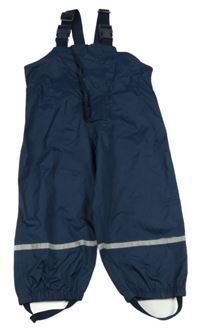 Tmavomodré šusťákové nepromokavé laclové kalhoty impidimpi