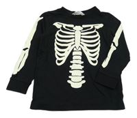 Černé pyžamové triko s kostmi H&M