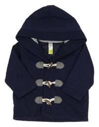 Tmavomodrý prošívaný vyteplený kabátek s kapucí dymples