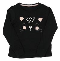 Černé pyžamové triko s kočičkou George