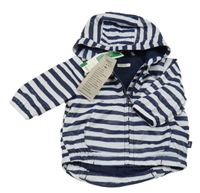 Nové - bílo-tmavomodrá pruhovaná šusťáková jarní bunda s kapucí Benetton