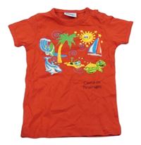 Červené tričko s letními obrázky