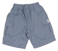 Modrošedé cargo kraťasy s nášivkou 