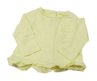 Žluté melírované triko s kapsou a volánkem a madeirou GÉMO