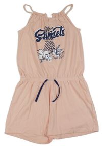 Světlerůžový letní overal s ananasem a nápisy Pepperts!