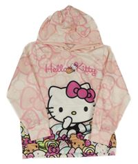 Světlerůžová mikina s Kitty a kapsou a kapucí s oušky