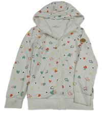 Smetanová propínací mikina se srdíčky a kapucí Topolino