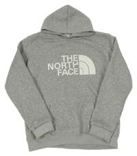 Šedá melírovaná funkční teplá mikina s logem a kapsou a kapucí The North Face
