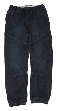 Tmavomodré cuff relaxed rifle s úpletovým pasem H&M