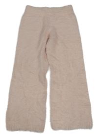 Světlerůžové wide leg chlupaté kalhoty H&M