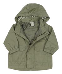 Khaki plátěná podzimní bunda s odepínací kapucí H&M
