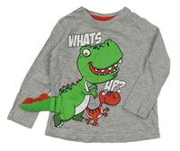 Šedé melírované triko s dinosaury Kiki&Koko