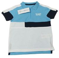 Světlemodro-bílo-černé polo tričko s nápisem George