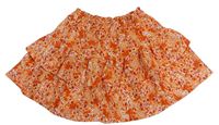 Oranžová květovaná vrstvená sukně Matalan