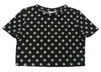 Černé květované crop tričko zn. Matalan