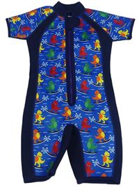 Modro-tmavomodrý neopren s dinsoaury Jojo Maman Bébé