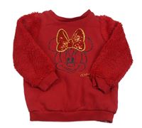 Červená teplákovo/chlupatá mikina s Minnie s flitry George