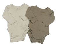 2x žebrované body - hnědé + béžové H&M