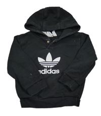 Černá mikina s logem a kapucí Adidas