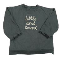 Tmavošedá mikina s nápisem Tu