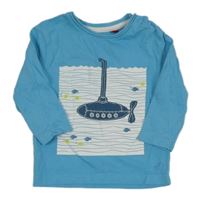 Modré triko s ponorkou a rybami S. Oliver