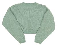 Mátový crop žinylkový svetr H&M