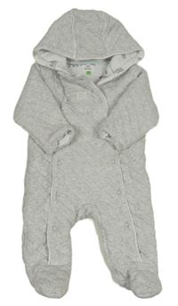 Světlešedá melírovaná prošívaná zateplená kombinéza s nášívkou a kapucí John Lewis