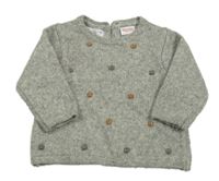 Šedý melírovaný 3D puntíkatý svetr Zara