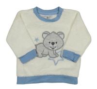 Bílá chlupatá mikina s medvědem Ergee