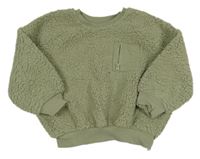 Khaki huňatá oversize mikina s kapsou George