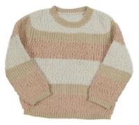 Béžovo-růžovo-bílý pruhovaný svetr Shein