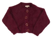 Vínový třpytivý chlupatý propínací svetr