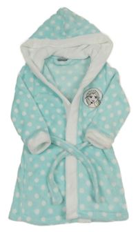 Světlemodrý puntíkatý chlupatý župan s Elsou a kapucí Disney