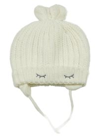 Smetanová pletená čepice s s oušky C&A