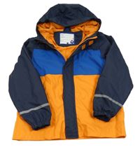 Tmavomodro-modro-oranžová nepromokavá jarní bunda s kapucí Kiki&Koko