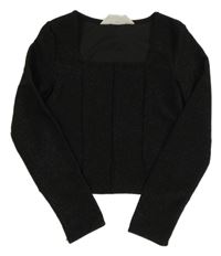Černé třpytivé crop triko H&M