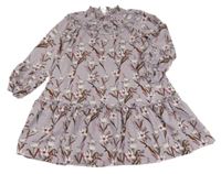 Lila květované šaty s volánky