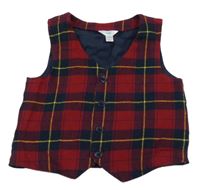 Červeno-černo-žlutá kostkovaná slavnostní vesta M&Co.