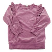 Starorůžová plyšová mikina s volánky Little Kids