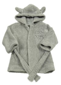 Šedý chlupatý župan s ovcí a kapucí JBC