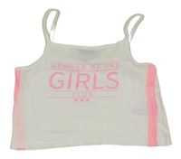 Smetanovo-neonově růžový crop top s nápisem Page One Young