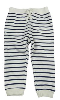 Nové - Smetanovo-tmavomodré pruhované tepláky Primark