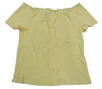 Žluté žebrované crop tričko s knoflíky Destination