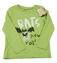 Nové - Zelené triko s netopýrem a nápisem Tu