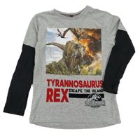 Šedo-černé triko s dinosaury - Jurský svět Primark