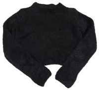 Černý chlupatý crop svetr New Look