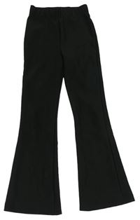 Černé žebrované flare kalhoty PRIMARK